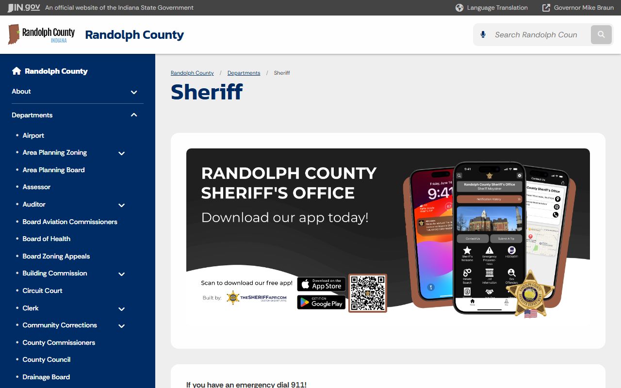 Randolph County sheriff page for inmate population records
