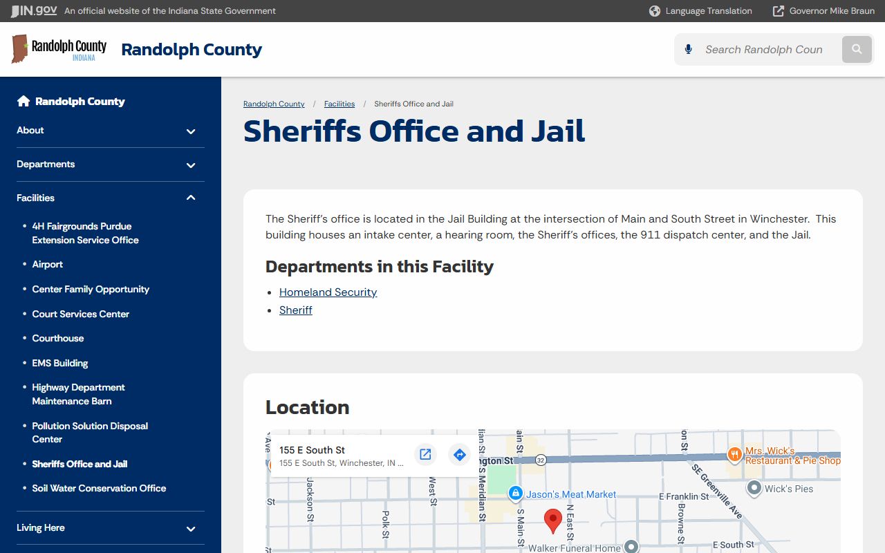 Randolph County Sheriff's Office and Jail facility page